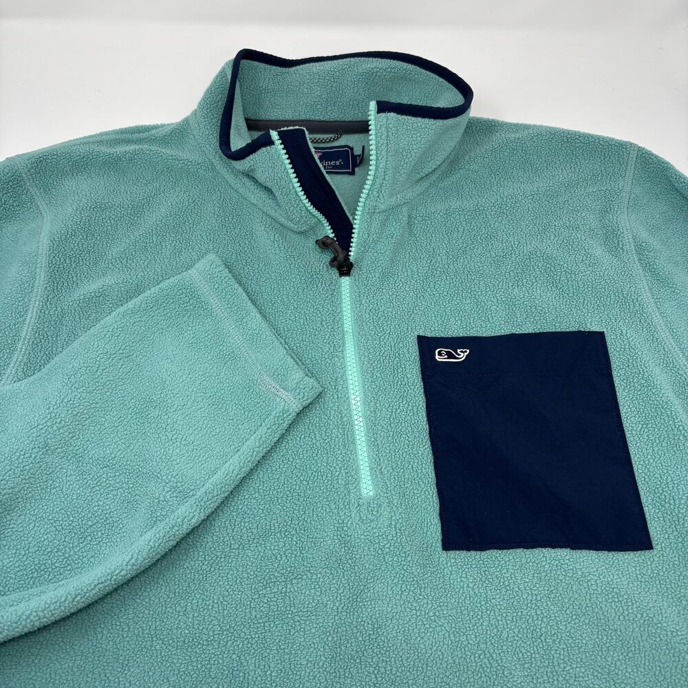 Vineyard Vines Mens XL Mint Green 1/4 Zip Soft Fleece Long Sleeve Pullover